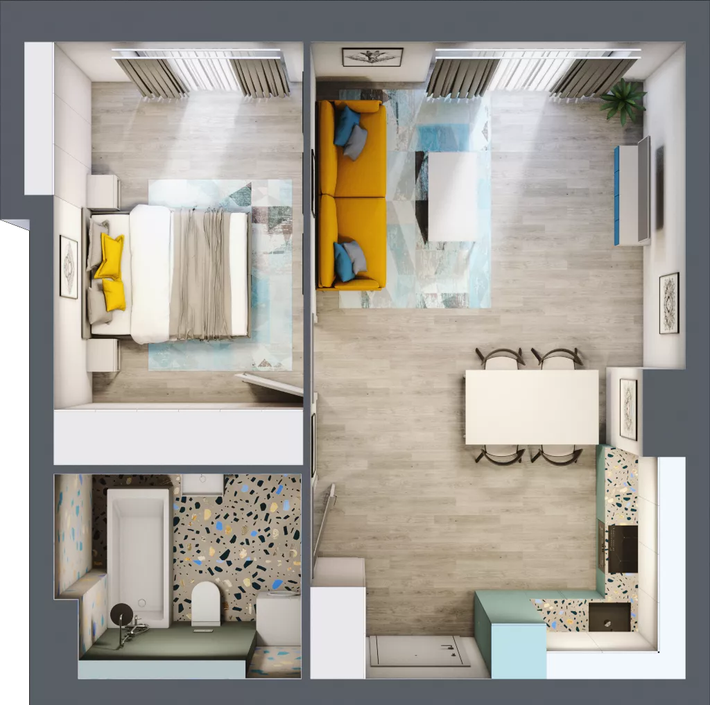2 pokoje, mieszkanie 46,88 m², piętro 2, oferta nr E.21, Och!Widzew, Łódź, Widzew, ul. Przybyszewskiego 292-300