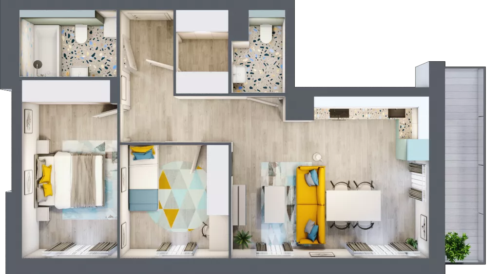 3 pokoje, mieszkanie 65,87 m², piętro 3, oferta nr E.32, Och!Widzew, Łódź, Widzew, ul. Przybyszewskiego 292-300