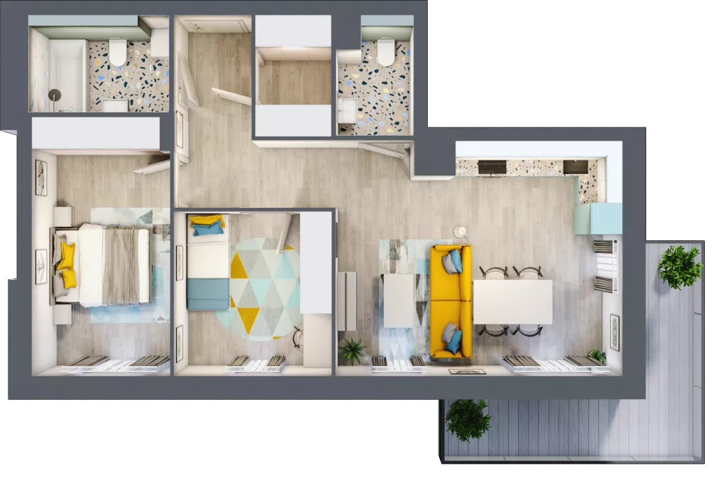 3 pokoje, mieszkanie 65,96 m², piętro 2, oferta nr E.24, Och!Widzew, Łódź, Widzew, ul. Przybyszewskiego 292-300