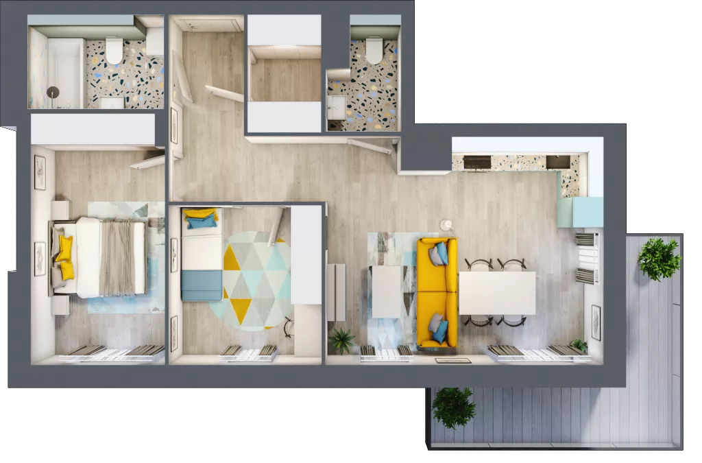 3 pokoje, mieszkanie 65,64 m², piętro 4, oferta nr E.40, Och!Widzew, Łódź, Widzew, ul. Przybyszewskiego 292-300