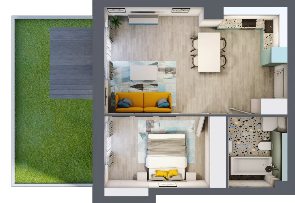 2 pokoje, mieszkanie 47,07 m², parter, oferta nr E.5, Och!Widzew, Łódź, Widzew, ul. Przybyszewskiego 292-300