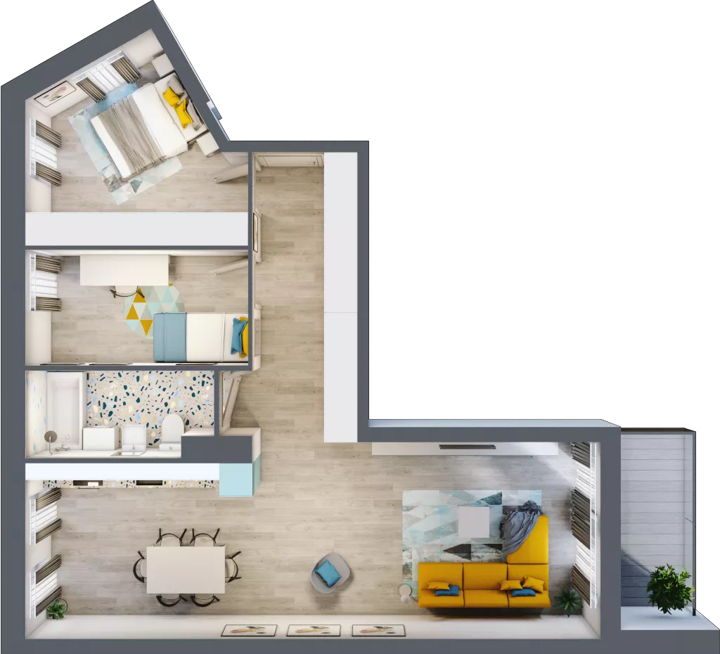 3 pokoje, mieszkanie 72,00 m², piętro 1, oferta nr E/M38, Stara Cegielnia etap II, Mielec, ul. Wojsławska 1