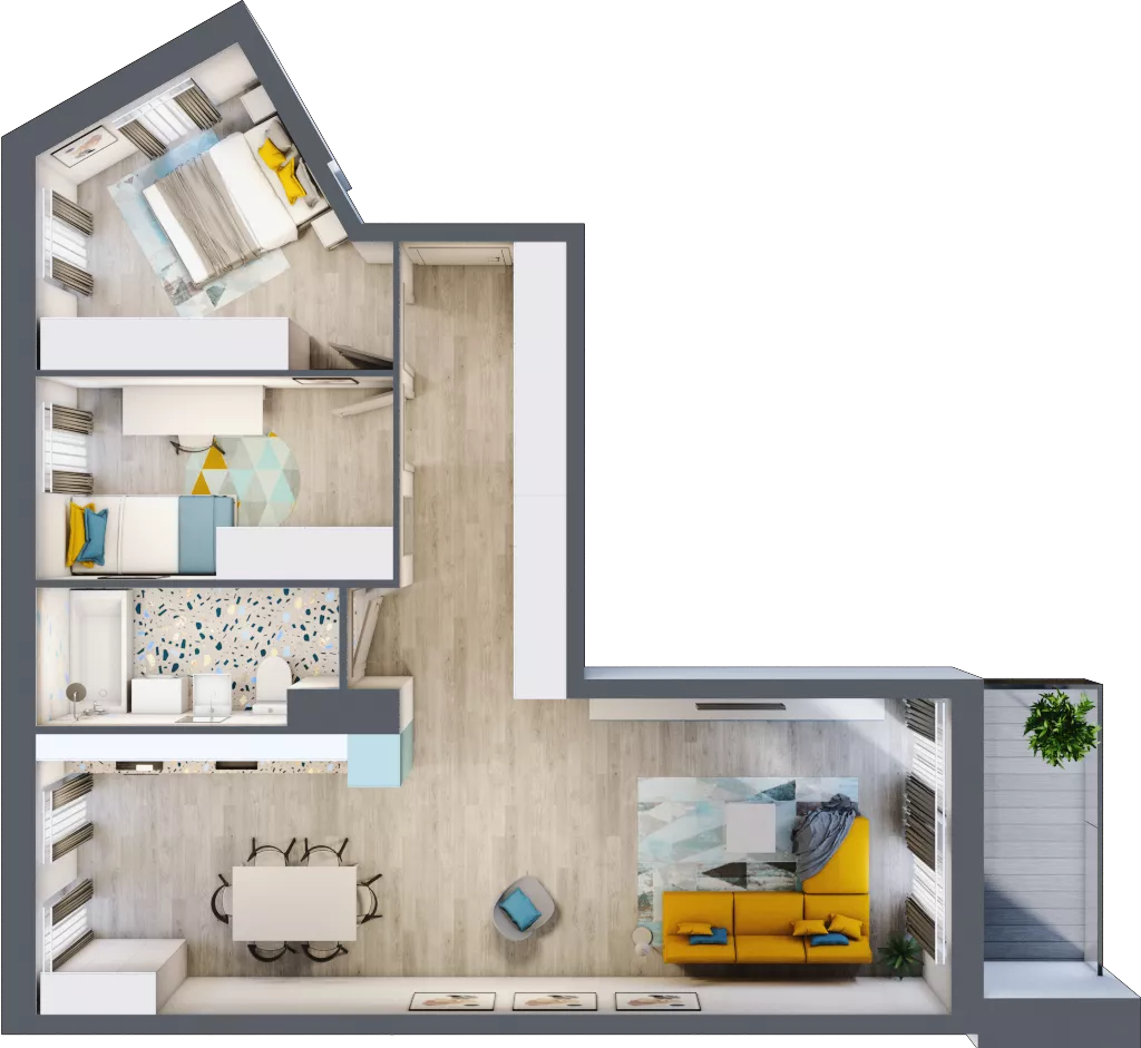3 pokoje, mieszkanie 72,91 m², piętro 4, oferta nr E/M53, Stara Cegielnia etap II, Mielec, ul. Wojsławska 1