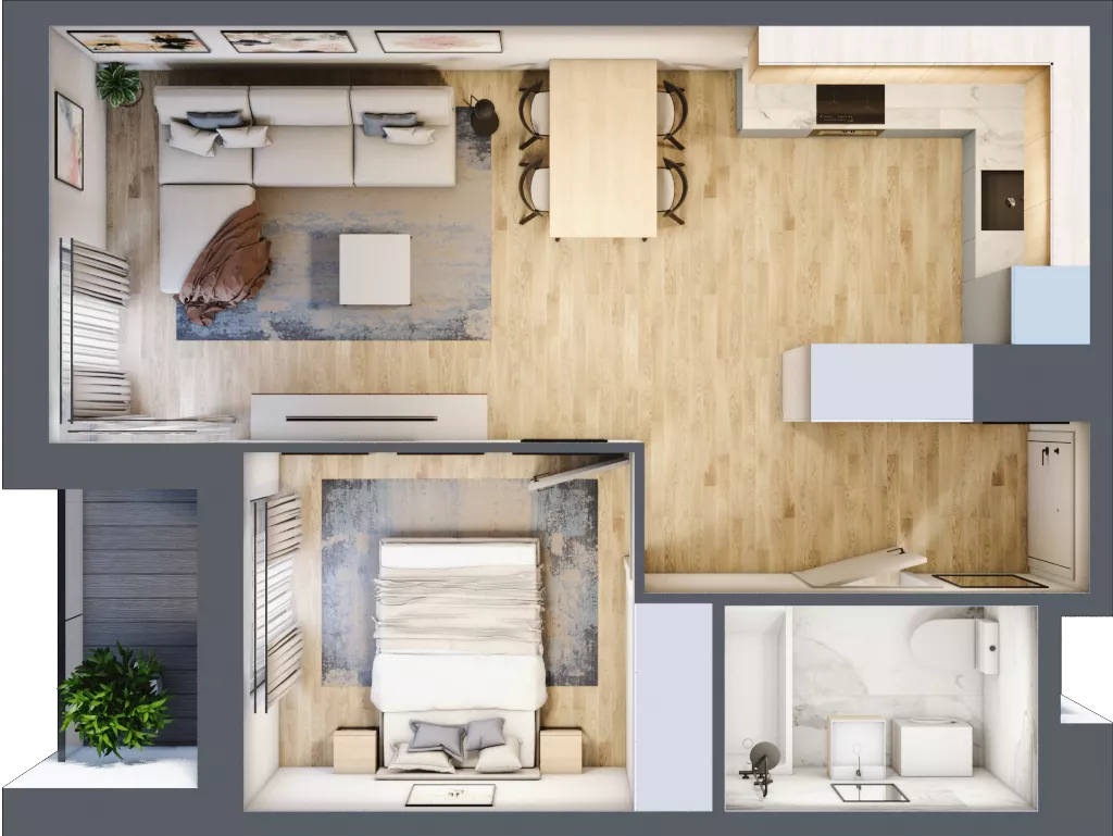 2 pokoje, mieszkanie 41,86 m², piętro 4, oferta nr C/M69/4, Stara Cegielnia etap III, Mielec, ul. Wojsławska 1
