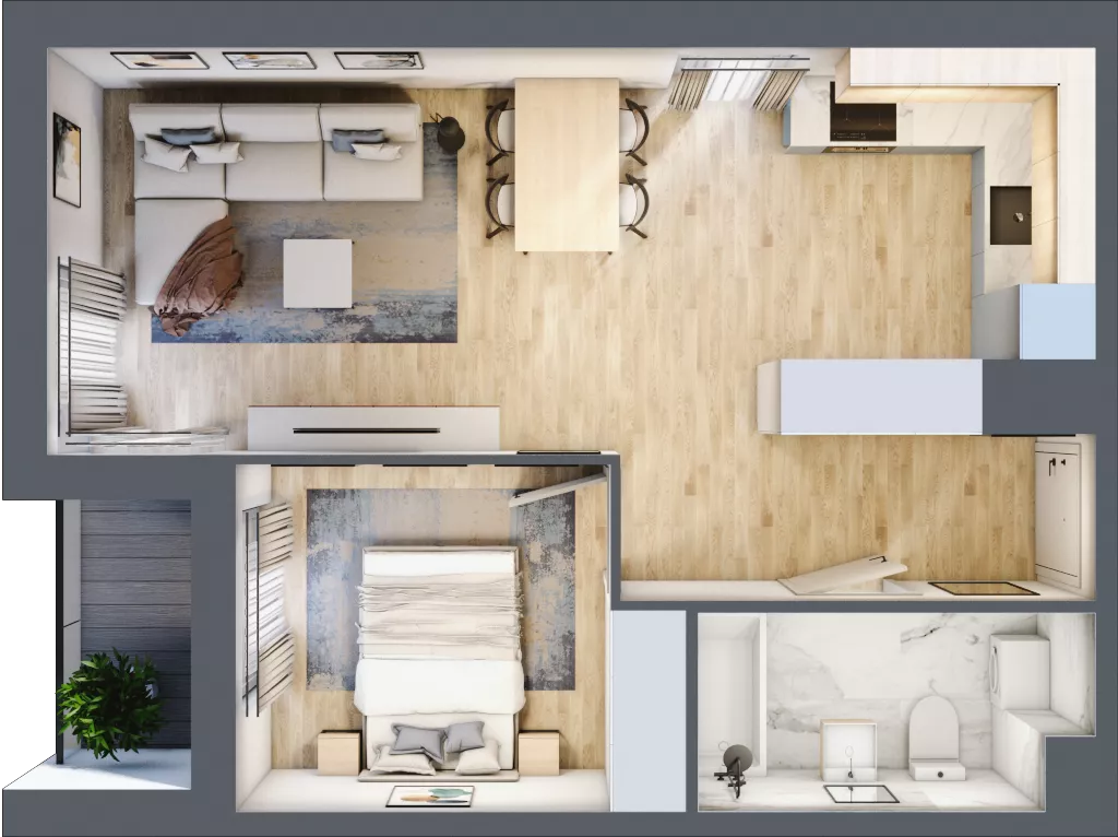 2 pokoje, mieszkanie 44,36 m², piętro 3, oferta nr C/M12/3, Stara Cegielnia etap III, Mielec, ul. Wojsławska 1