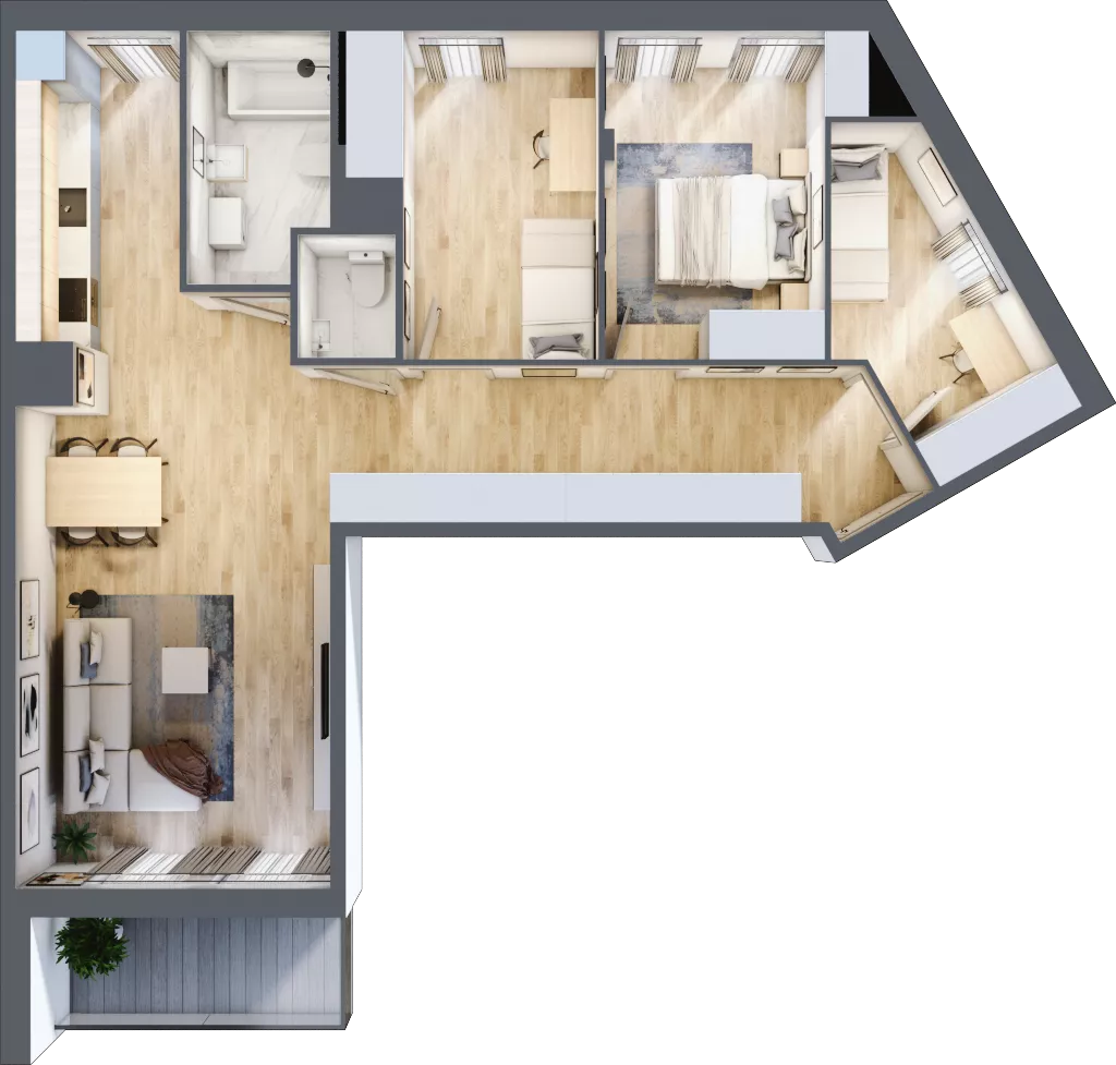 4 pokoje, mieszkanie 84,05 m², piętro 3, oferta nr C/M59/3, Stara Cegielnia etap III, Mielec, ul. Wojsławska 1