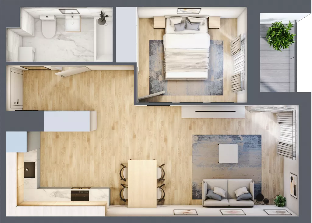 2 pokoje, mieszkanie 44,78 m², piętro 2, oferta nr C/M9/2, Stara Cegielnia etap III, Mielec, ul. Wojsławska 1