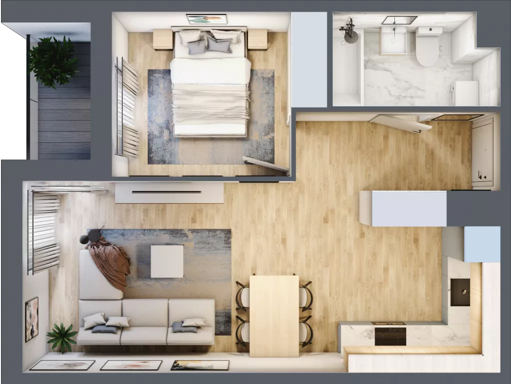 2 pokoje, mieszkanie 42,26 m², piętro 2, oferta nr C/M56/2, Stara Cegielnia etap III, Mielec, ul. Wojsławska 1