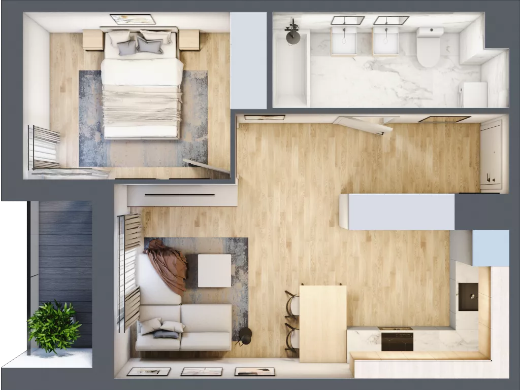 2 pokoje, mieszkanie 41,56 m², piętro 3, oferta nr C/M63/3, Stara Cegielnia etap III, Mielec, ul. Wojsławska 1