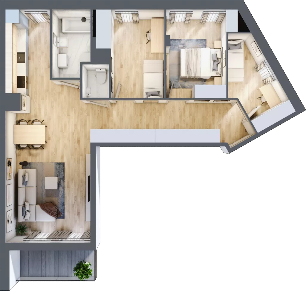 4 pokoje, mieszkanie 82,84 m², piętro 1, oferta nr C/M45/1, Stara Cegielnia etap III, Mielec, ul. Wojsławska 1