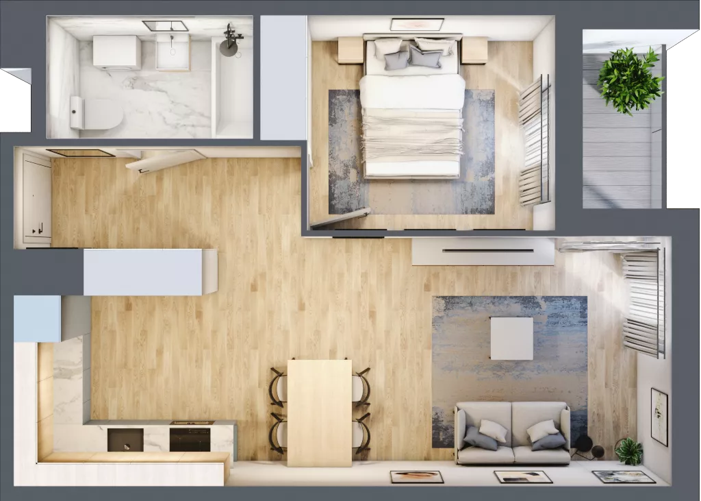 2 pokoje, mieszkanie 44,48 m², piętro 2, oferta nr C/M10/2, Stara Cegielnia etap III, Mielec, ul. Wojsławska 1