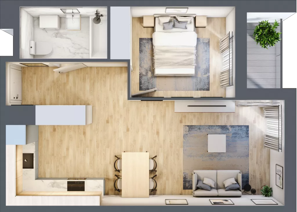 2 pokoje, mieszkanie 44,48 m², piętro 6, oferta nr C/M34/6, Stara Cegielnia etap III, Mielec, ul. Wojsławska 1