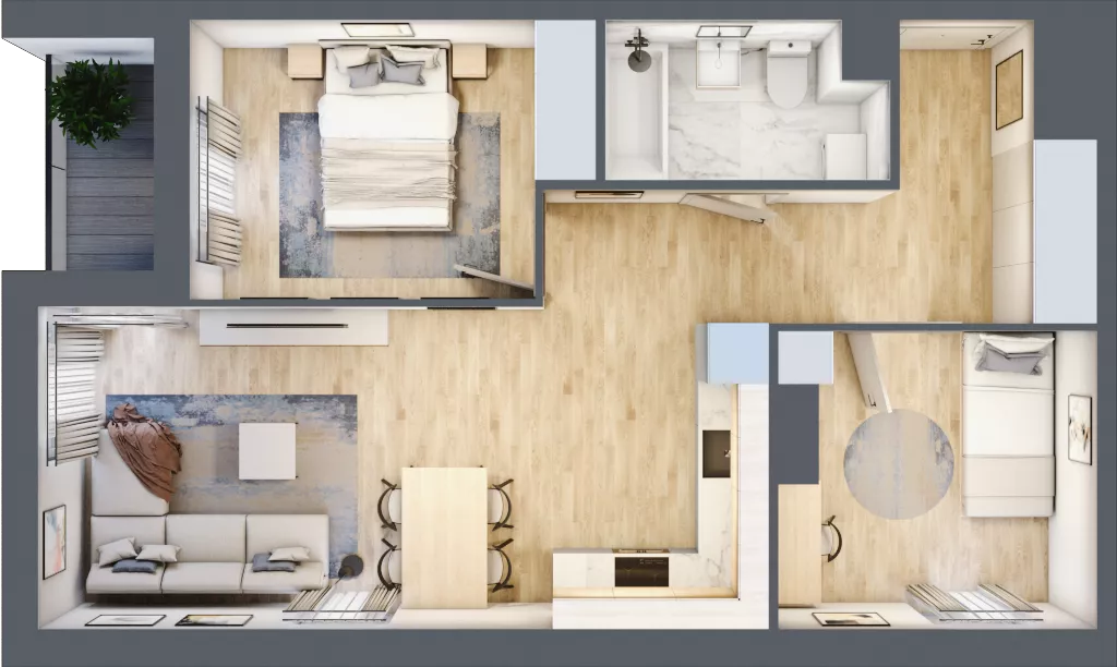 3 pokoje, mieszkanie 54,87 m², piętro 6, oferta nr C/M31/6, Stara Cegielnia etap III, Mielec, ul. Wojsławska 1