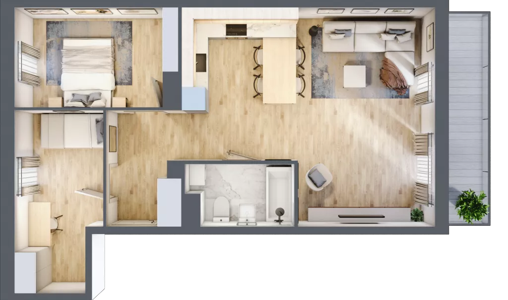 3 pokoje, mieszkanie 61,37 m², piętro 7, oferta nr C/M40/7, Stara Cegielnia etap III, Mielec, ul. Wojsławska 1