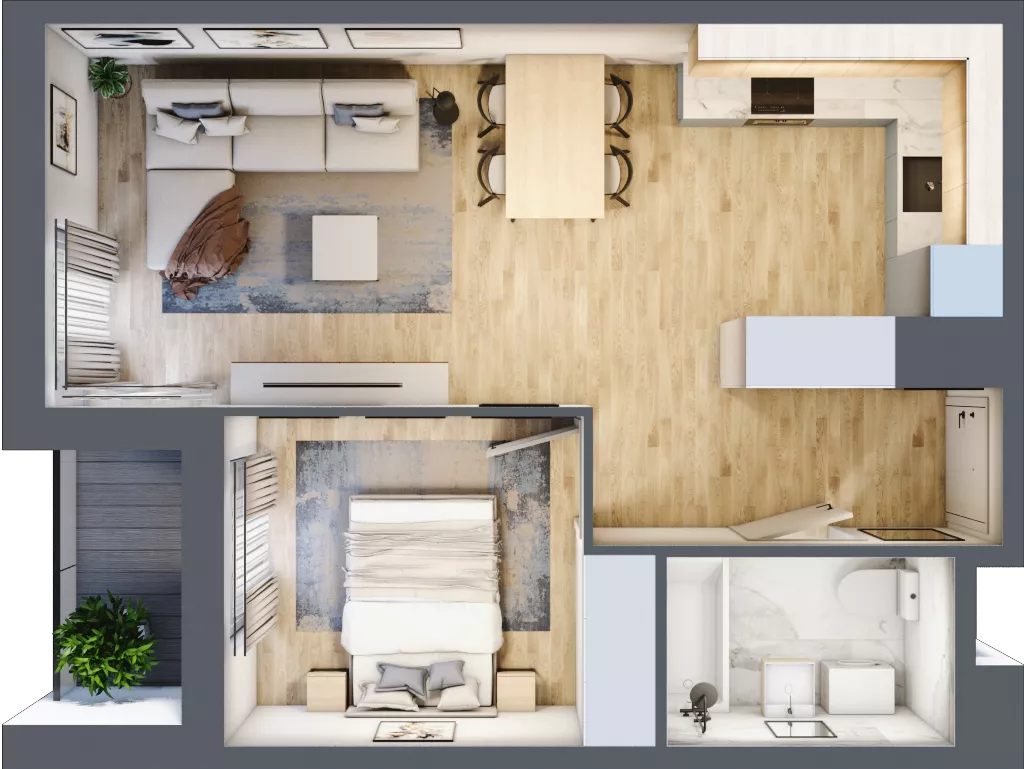 2 pokoje, mieszkanie 41,86 m², piętro 3, oferta nr C/M62/3, Stara Cegielnia etap III, Mielec, ul. Wojsławska 1