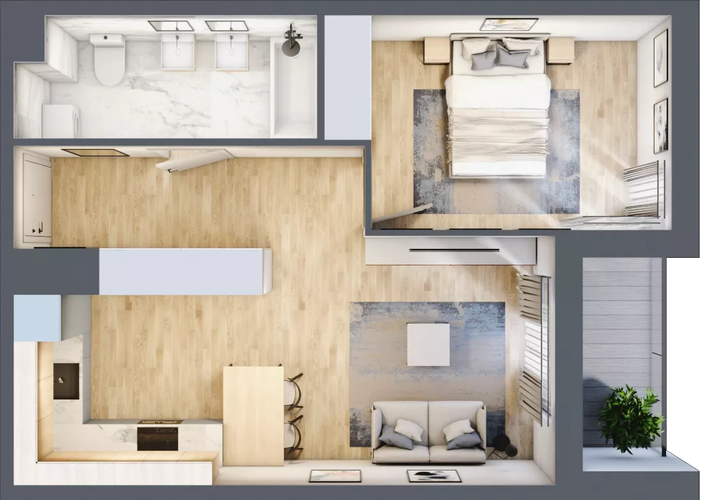 2 pokoje, mieszkanie 44,08 m², piętro 5, oferta nr C/M27/5, Stara Cegielnia etap III, Mielec, ul. Wojsławska 1