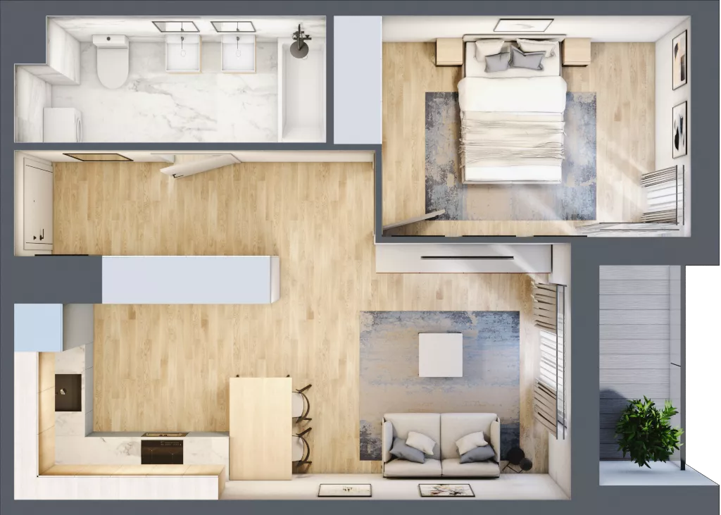 2 pokoje, mieszkanie 44,08 m², piętro 3, oferta nr C/M15/3, Stara Cegielnia etap III, Mielec, ul. Wojsławska 1
