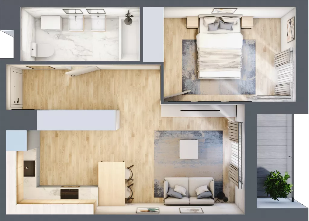 2 pokoje, mieszkanie 43,78 m², piętro 5, oferta nr C/M28/5, Stara Cegielnia etap III, Mielec, ul. Wojsławska 1