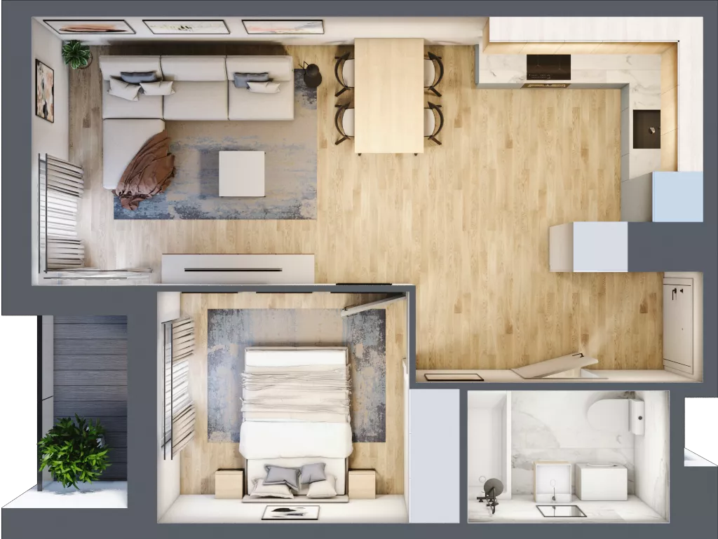 2 pokoje, mieszkanie 41,86 m², piętro 2, oferta nr C/M55/2, Stara Cegielnia etap III, Mielec, ul. Wojsławska 1