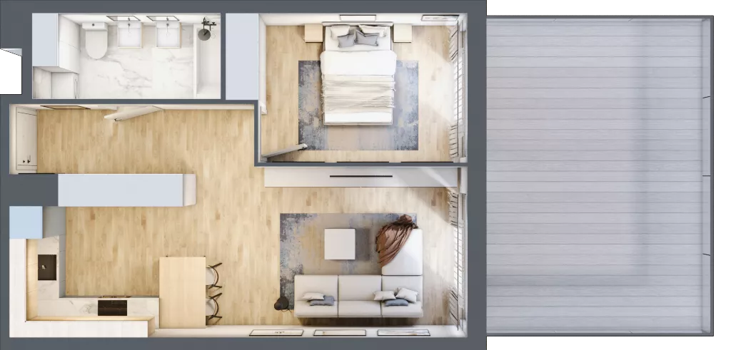 2 pokoje, mieszkanie 48,17 m², piętro 1, oferta nr C/M4/1, Stara Cegielnia etap III, Mielec, ul. Wojsławska 1