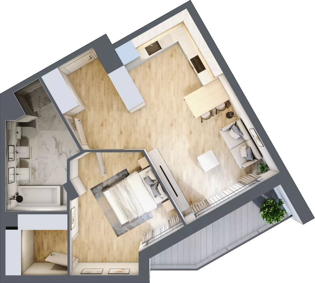 2 pokoje, mieszkanie 48,58 m², piętro 1, oferta nr C/M46/1, Stara Cegielnia etap III, Mielec, ul. Wojsławska 1