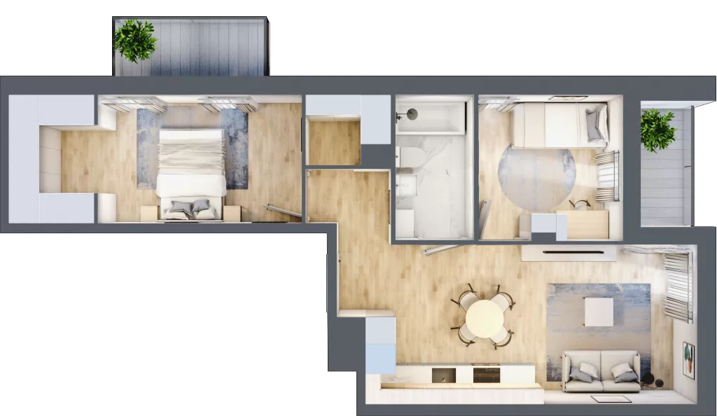 3 pokoje, mieszkanie 53,43 m², piętro 3, oferta nr C/M65/3, Stara Cegielnia etap III, Mielec, ul. Wojsławska 1