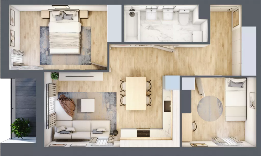 3 pokoje, mieszkanie 54,86 m², piętro 3, oferta nr C/M13/3, Stara Cegielnia etap III, Mielec, ul. Wojsławska 1