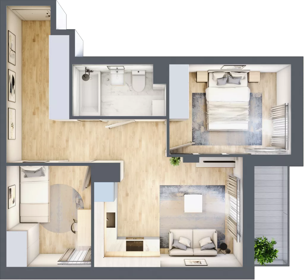 3 pokoje, mieszkanie 49,19 m², piętro 2, oferta nr C/M57/2, Stara Cegielnia etap III, Mielec, ul. Wojsławska 1