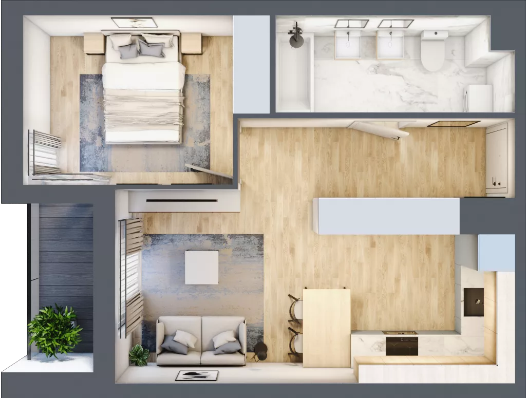 2 pokoje, mieszkanie 41,24 m², piętro 1, oferta nr C/M49/1, Stara Cegielnia etap III, Mielec, ul. Wojsławska 1