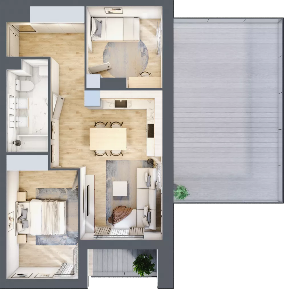 3 pokoje, mieszkanie 54,06 m², piętro 1, oferta nr C/M2/1, Stara Cegielnia etap III, Mielec, ul. Wojsławska 1