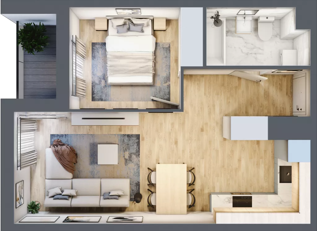 2 pokoje, mieszkanie 40,61 m², piętro 4, oferta nr C/M68/4, Stara Cegielnia etap III, Mielec, ul. Wojsławska 1