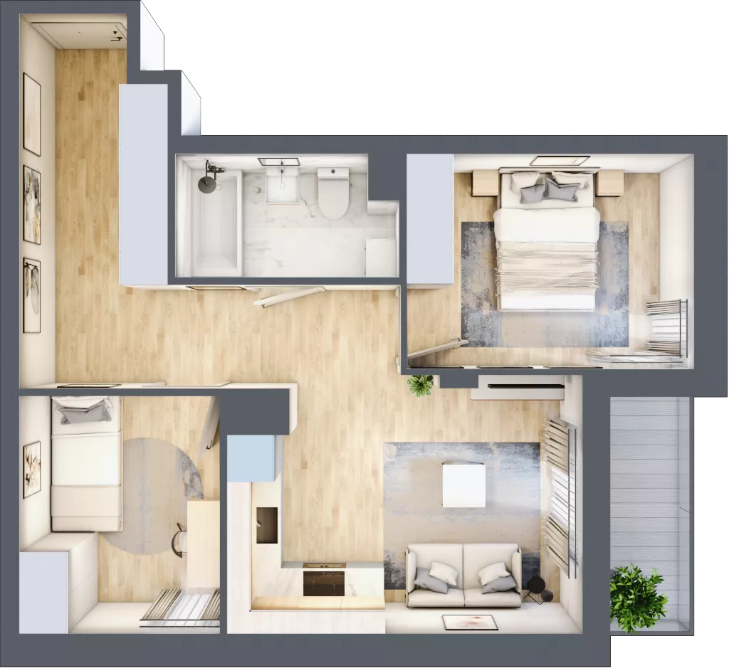 3 pokoje, mieszkanie 48,59 m², piętro 1, oferta nr C/M50/1, Stara Cegielnia etap III, Mielec, ul. Wojsławska 1