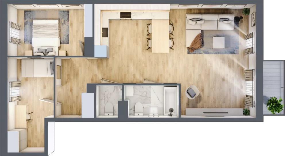 3 pokoje, mieszkanie 69,52 m², piętro 6, oferta nr C/M35/6, Stara Cegielnia etap III, Mielec, ul. Wojsławska 1