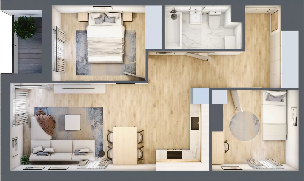 3 pokoje, mieszkanie 55,51 m², piętro 2, oferta nr C/M7/2, Stara Cegielnia etap III, Mielec, ul. Wojsławska 1