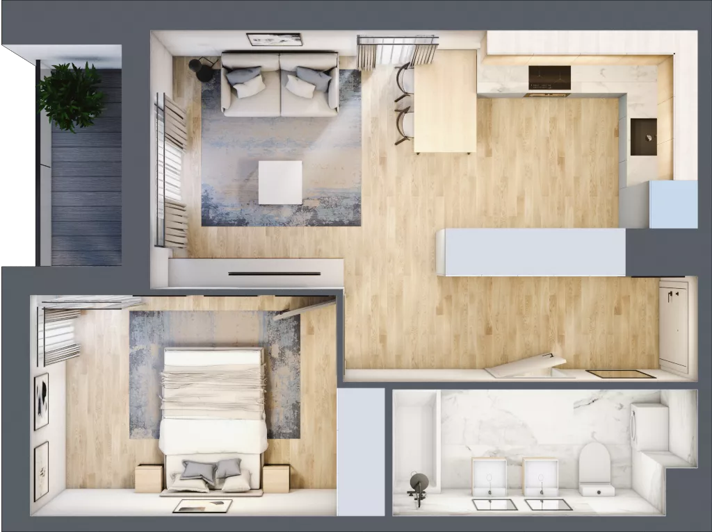 2 pokoje, mieszkanie 43,63 m², piętro 2, oferta nr C/M6/2, Stara Cegielnia etap III, Mielec, ul. Wojsławska 1
