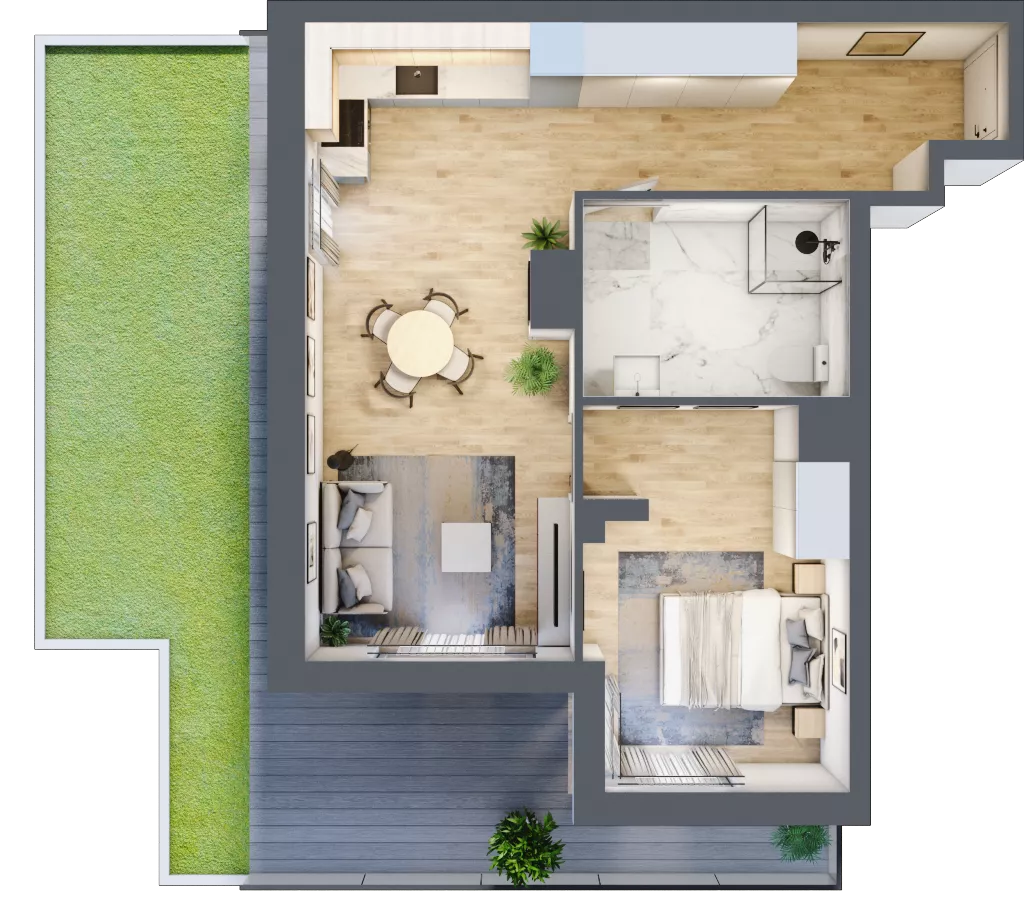 2 pokoje, mieszkanie 48,59 m², parter, oferta nr C/M43/0, Stara Cegielnia etap III, Mielec, ul. Wojsławska 1