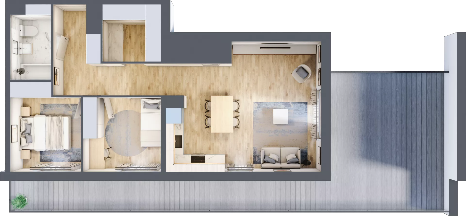 3 pokoje, mieszkanie 63,75 m², piętro 7, oferta nr C/M87/7, Stara Cegielnia etap III, Mielec, ul. Wojsławska 1
