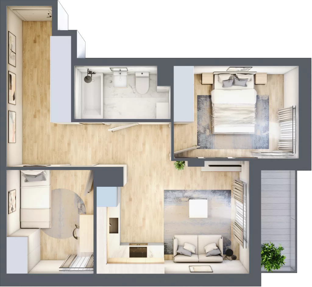 3 pokoje, mieszkanie 49,19 m², piętro 4, oferta nr C/M71/4, Stara Cegielnia etap III, Mielec, ul. Wojsławska 1