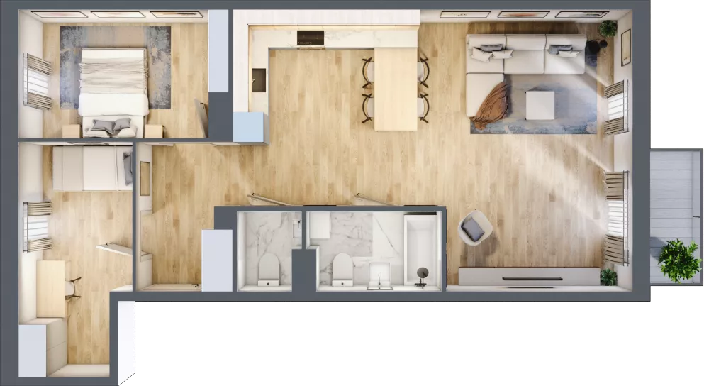 3 pokoje, mieszkanie 69,53 m², piętro 3, oferta nr C/M17/3, Stara Cegielnia etap III, Mielec, ul. Wojsławska 1