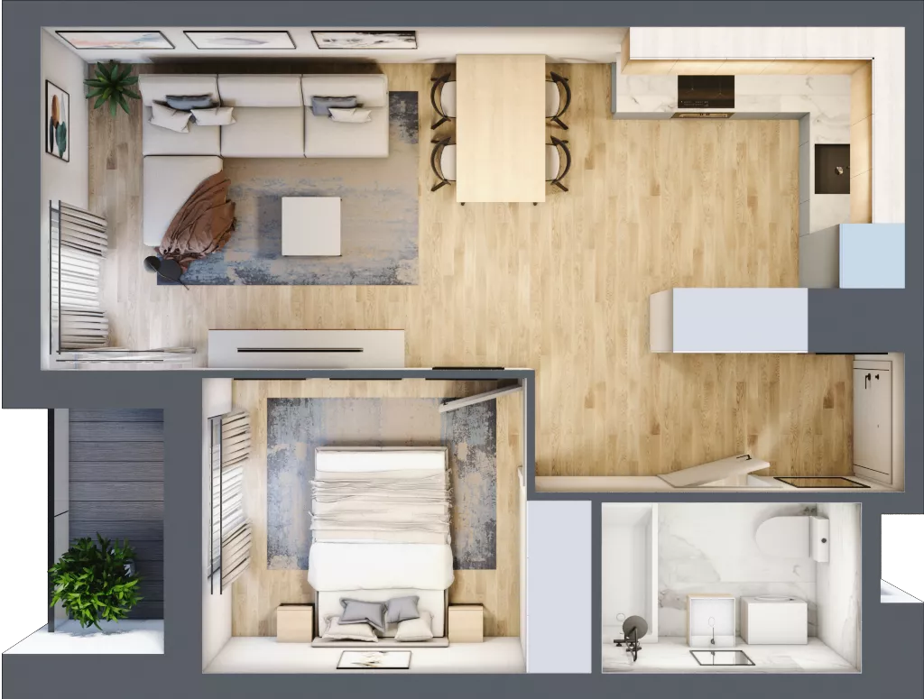 2 pokoje, mieszkanie 41,50 m², piętro 1, oferta nr C/M48/1, Stara Cegielnia etap III, Mielec, ul. Wojsławska 1