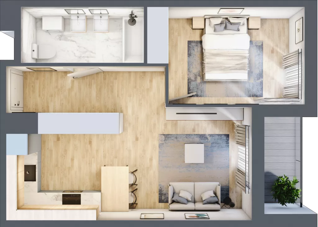 2 pokoje, mieszkanie 43,78 m², piętro 3, oferta nr C/M16/3, Stara Cegielnia etap III, Mielec, ul. Wojsławska 1