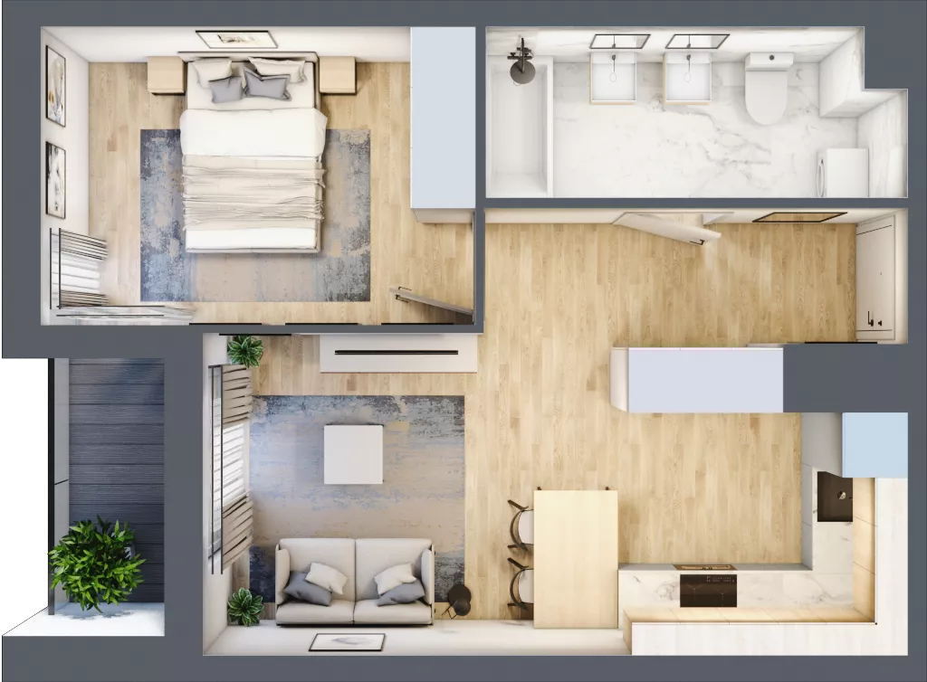 2 pokoje, mieszkanie 39,88 m², piętro 1, oferta nr C/M47/1, Stara Cegielnia etap III, Mielec, ul. Wojsławska 1