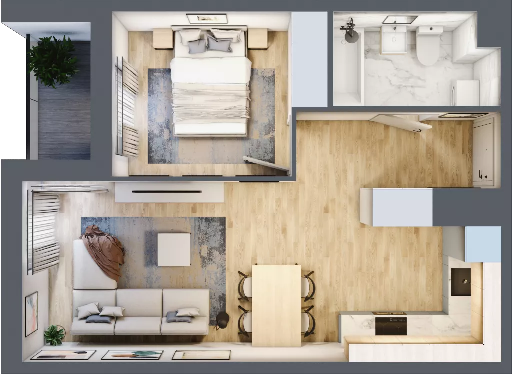2 pokoje, mieszkanie 40,62 m², piętro 6, oferta nr C/M82/6, Stara Cegielnia etap III, Mielec, ul. Wojsławska 1