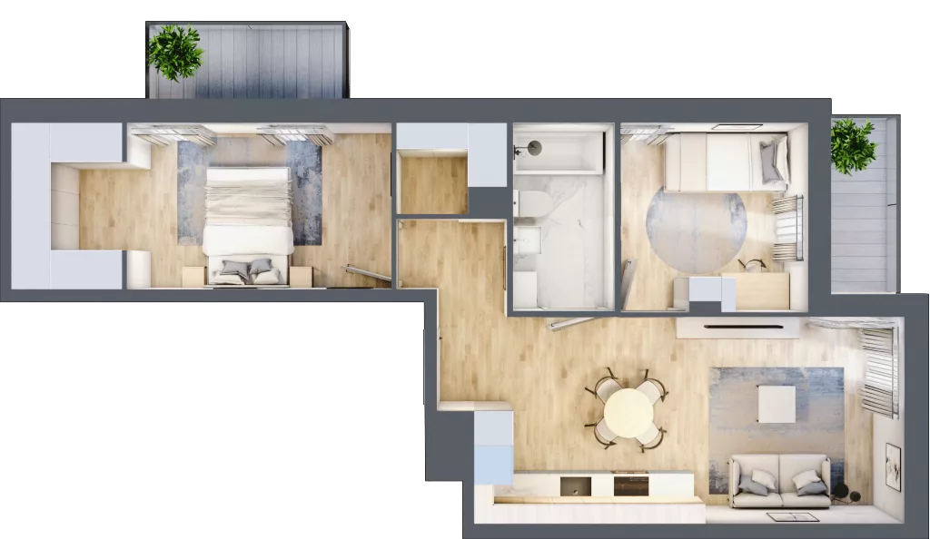 3 pokoje, mieszkanie 53,43 m², piętro 2, oferta nr C/M58/2, Stara Cegielnia etap III, Mielec, ul. Wojsławska 1