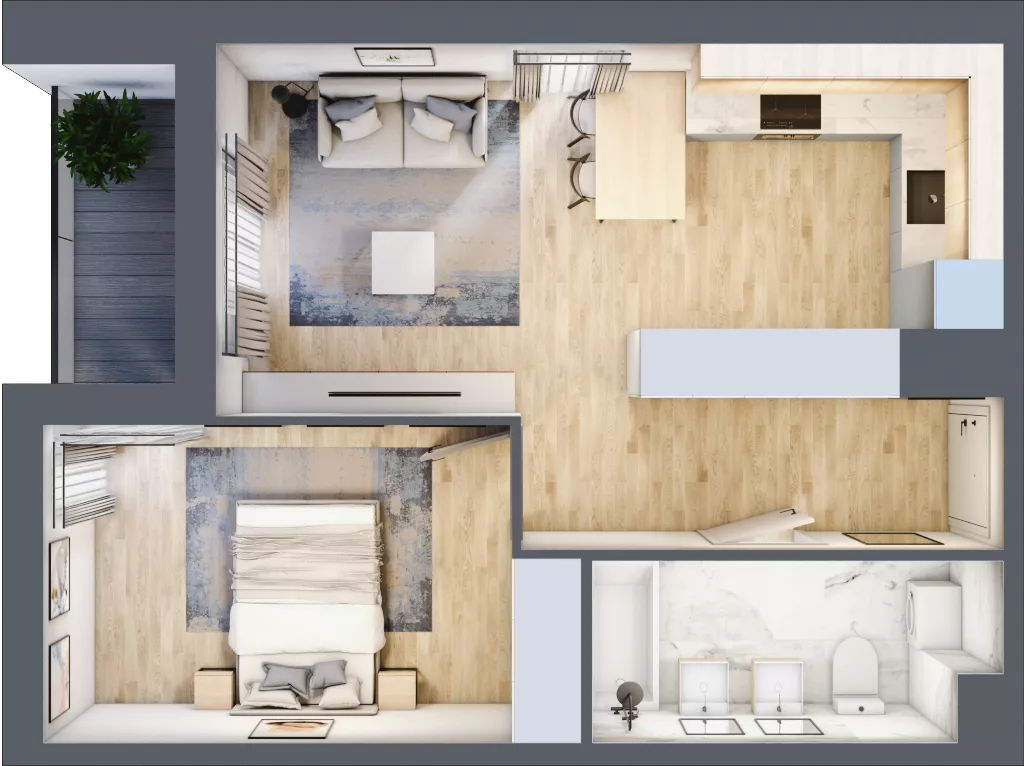 2 pokoje, mieszkanie 43,64 m², piętro 6, oferta nr C/M30/6, Stara Cegielnia etap III, Mielec, ul. Wojsławska 1