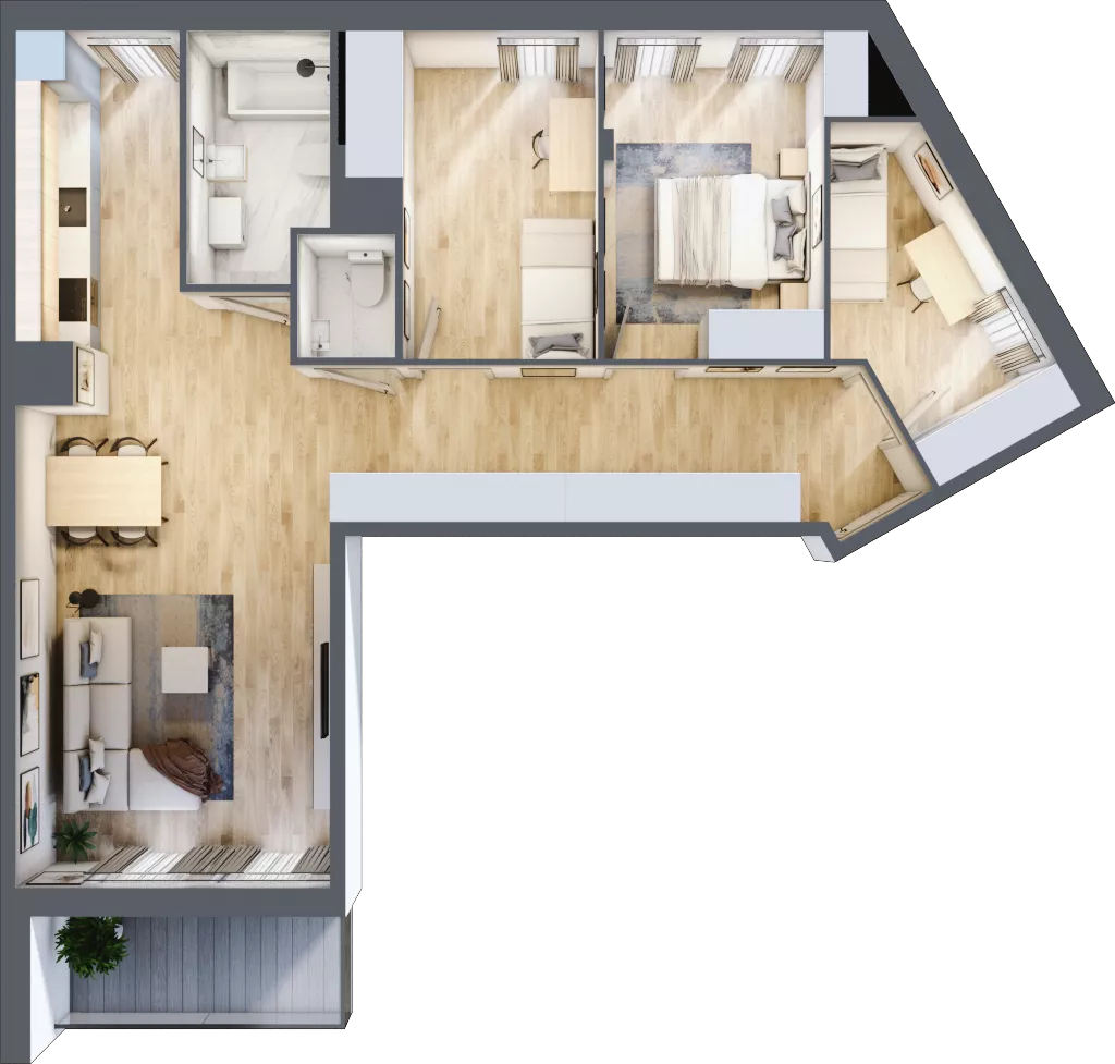 4 pokoje, mieszkanie 84,05 m², piętro 2, oferta nr C/M52/2, Stara Cegielnia etap III, Mielec, ul. Wojsławska 1