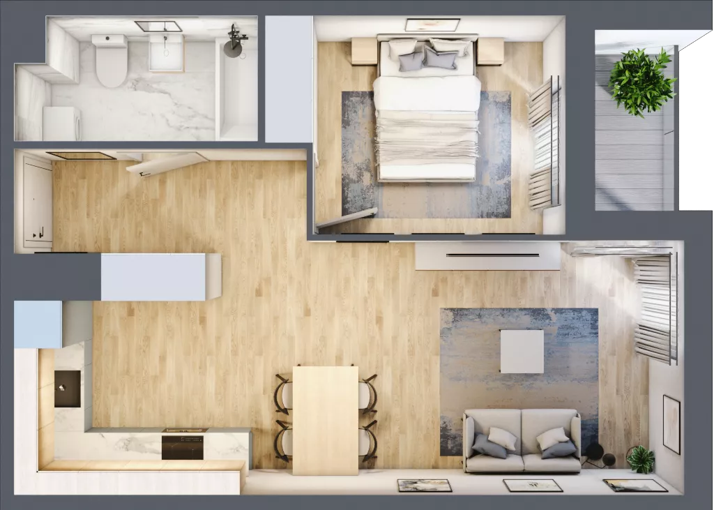 2 pokoje, mieszkanie 44,78 m², piętro 4, oferta nr C/M21/4, Stara Cegielnia etap III, Mielec, ul. Wojsławska 1