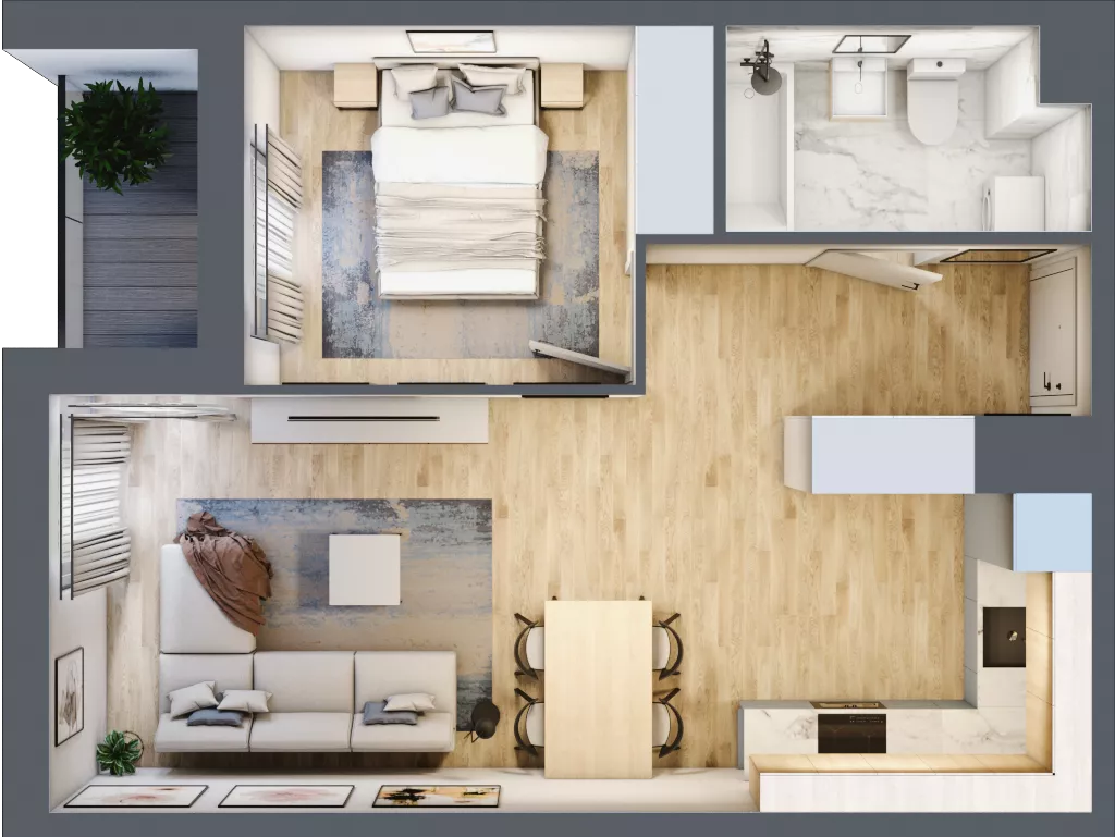 2 pokoje, mieszkanie 42,26 m², piętro 4, oferta nr C/M70/4, Stara Cegielnia etap III, Mielec, ul. Wojsławska 1