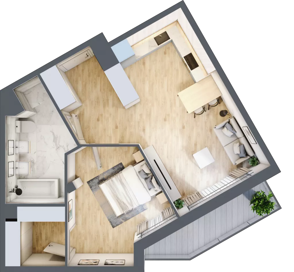 2 pokoje, mieszkanie 48,90 m², piętro 7, oferta nr C/M86/7, Stara Cegielnia etap III, Mielec, ul. Wojsławska 1