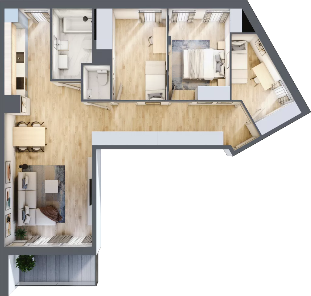 4 pokoje, mieszkanie 84,05 m², piętro 4, oferta nr C/M66/4, Stara Cegielnia etap III, Mielec, ul. Wojsławska 1
